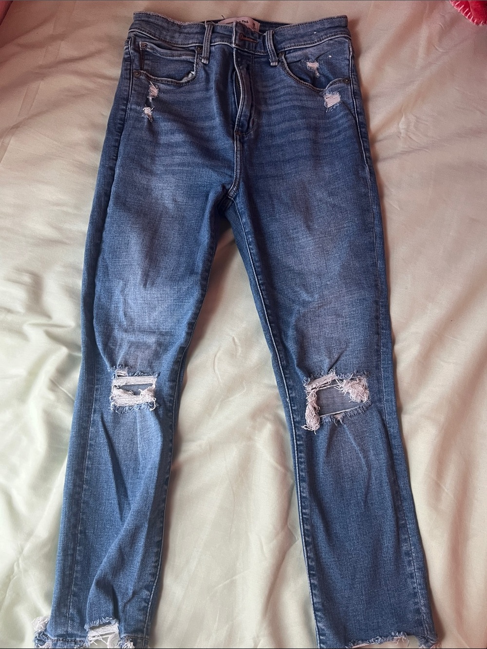 Abercrombie & Fitch Medium Blue Distressed Skinny Jeans